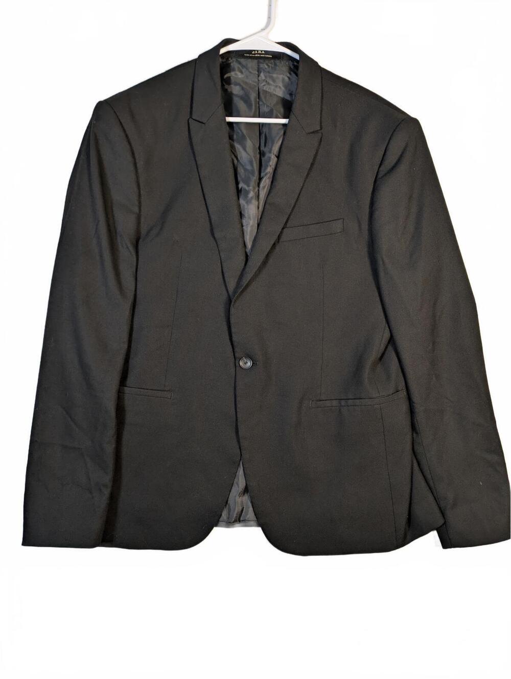 Zara Suits Collection AW18 Black Tailored Blazer Sport Coat Mens 46R